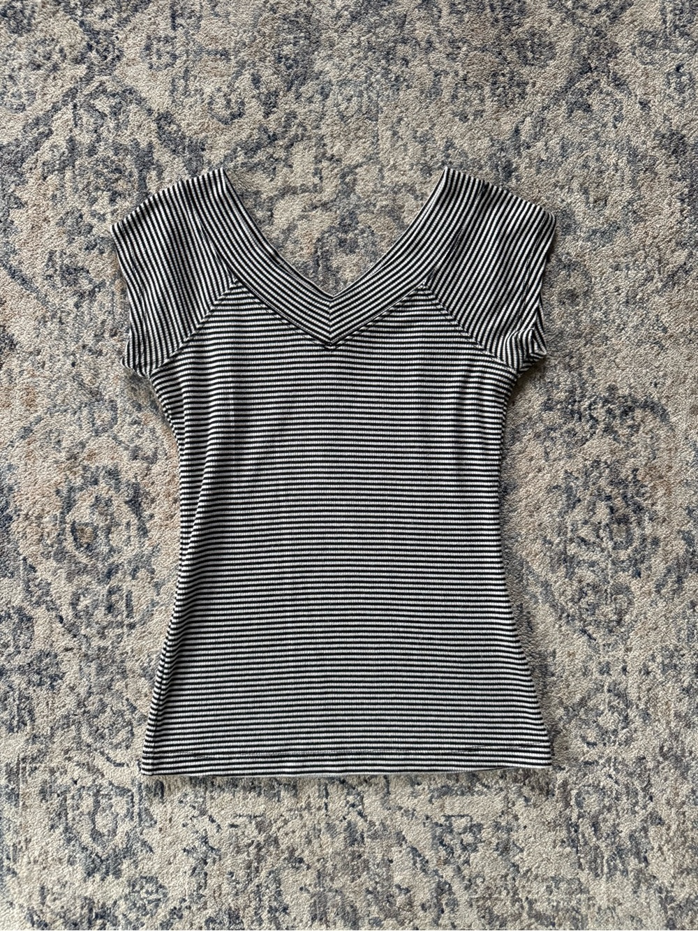 Urban Outfitters Striped V-Neck Short Sleeve Top